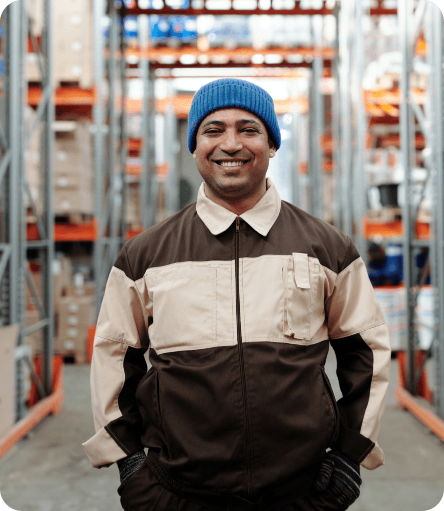 Smiling warehouse worker