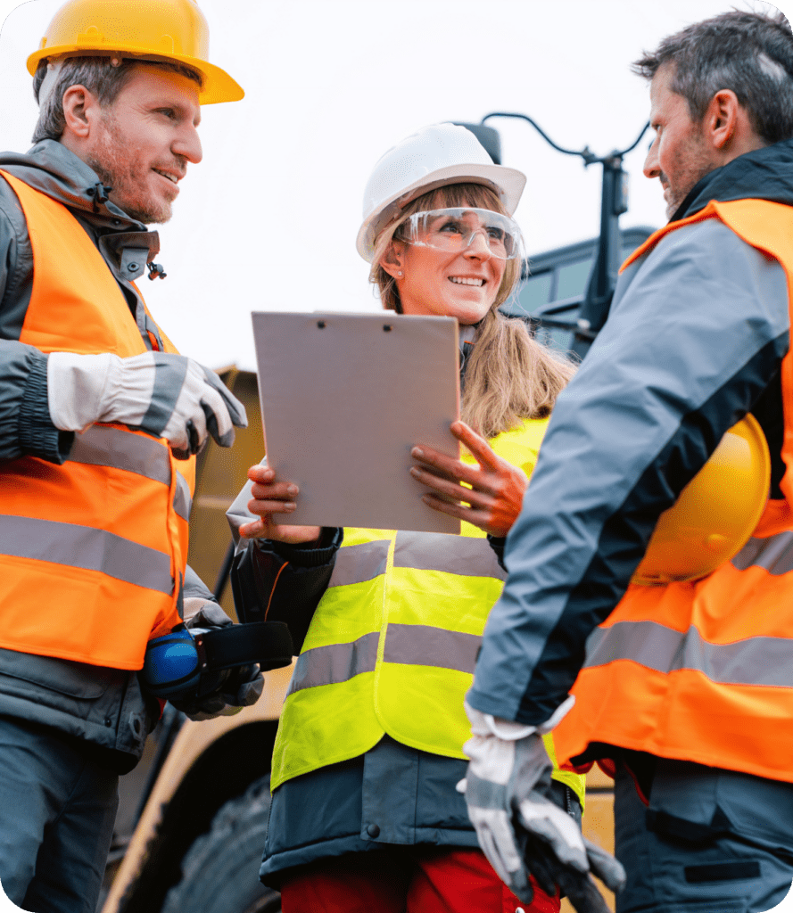 Mining workers having a conversation