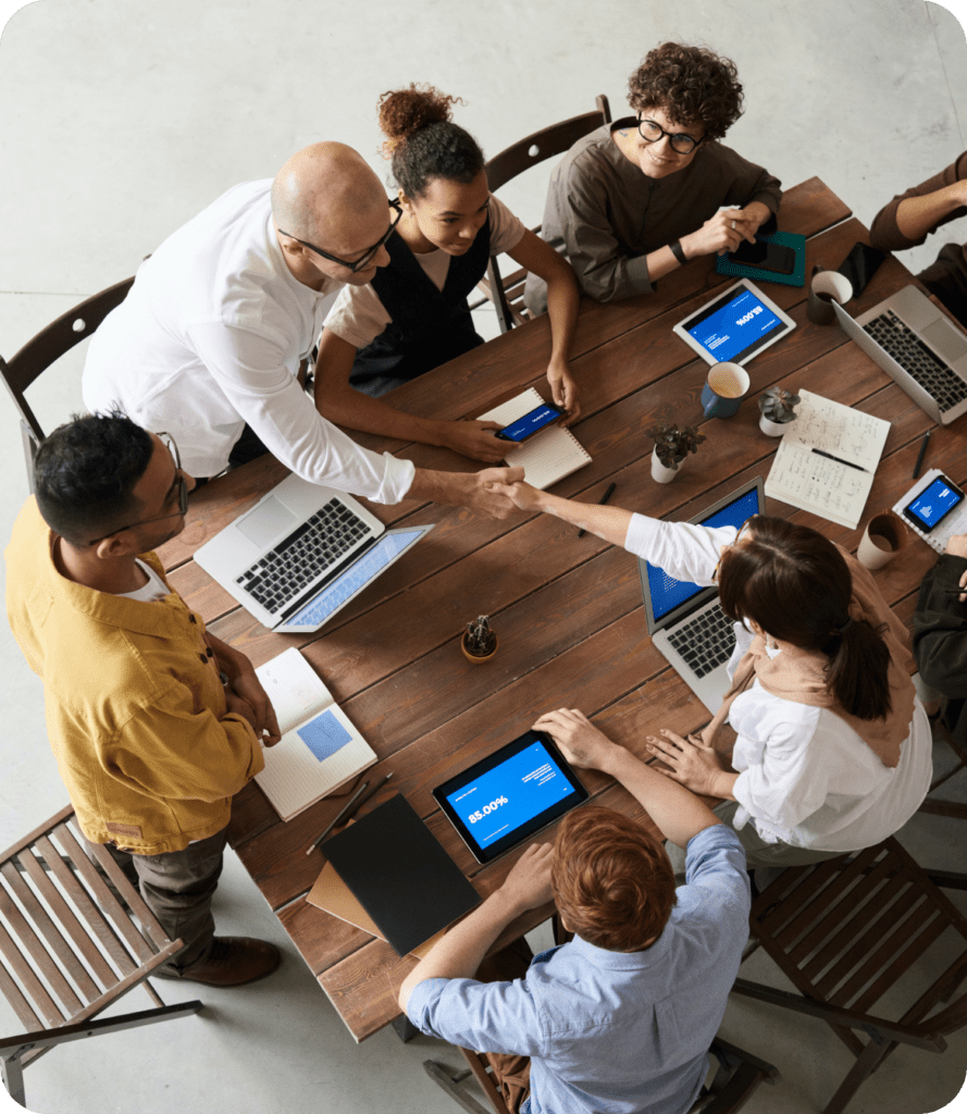 Business meeting with laptops